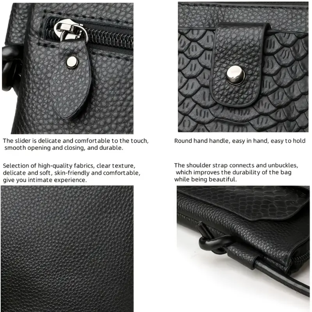Brianna | Snakeskin Leather Embossed Crossbody Bag