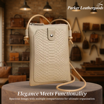 Brianna | Snakeskin Leather Embossed Crossbody Bag