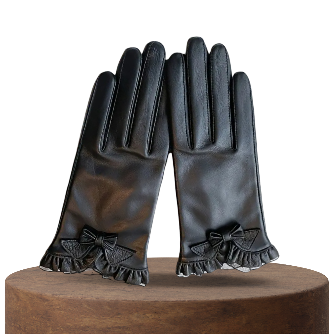Goldie | Elegant Bow and Ruffled Cuff Gloves