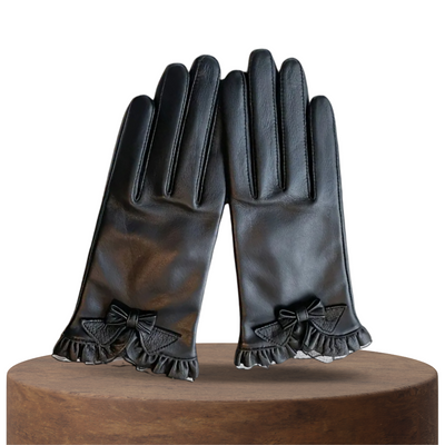 Goldie | Elegant Bow and Ruffled Cuff Gloves