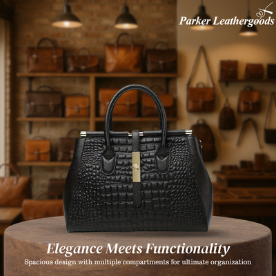 Alvera | Crocodile-Embossed Satchel