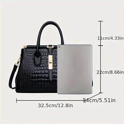 Alvera | Crocodile-Embossed Satchel