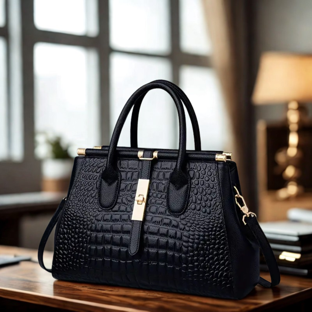 Alvera | Crocodile-Embossed Satchel