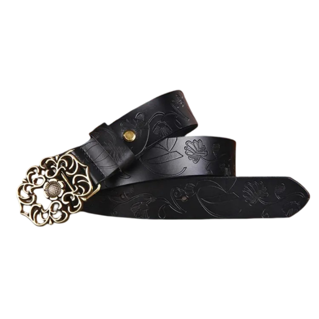 Kilem | Embossed Floral Buckle Belt