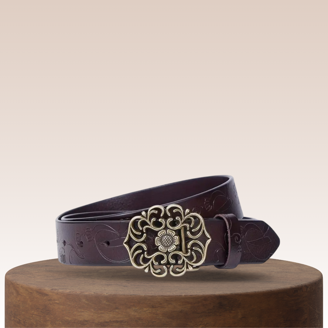 Kilem | Embossed Floral Buckle Belt