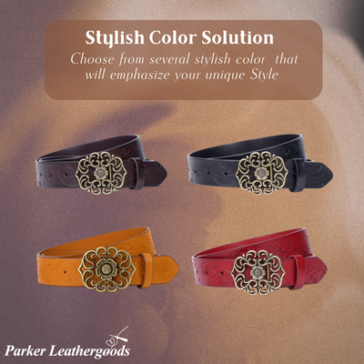 Kilem | Embossed Floral Buckle Belt