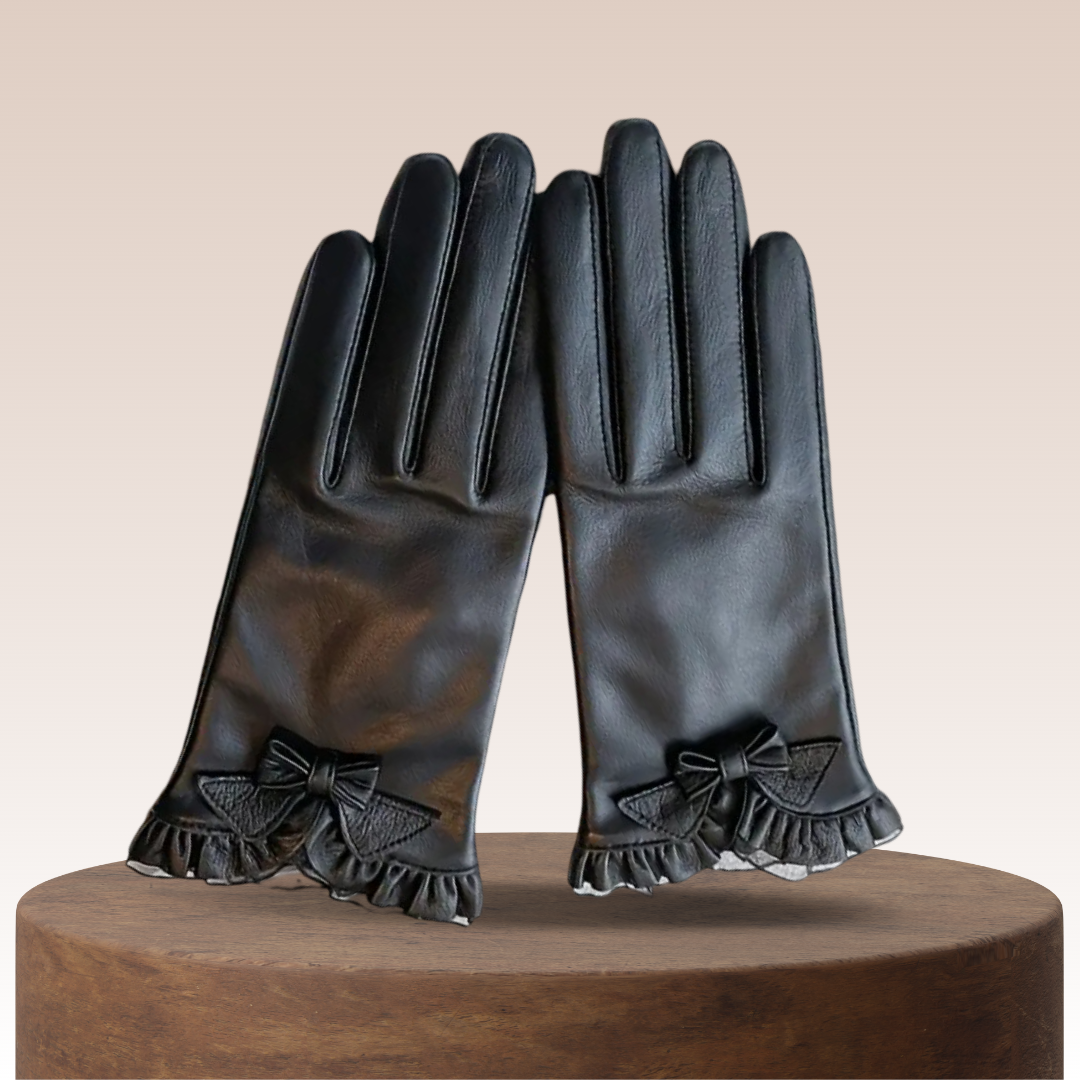 Goldie | Elegant Bow and Ruffled Cuff Gloves
