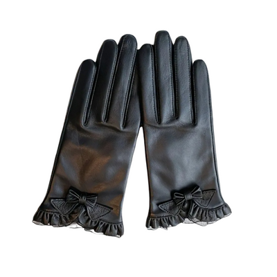 Goldie | Elegant Bow and Ruffled Cuff Gloves