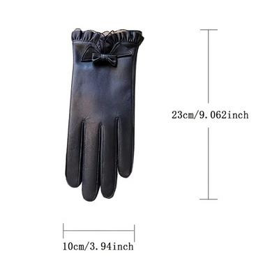 Goldie | Elegant Bow and Ruffled Cuff Gloves