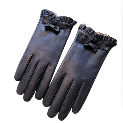Goldie | Elegant Bow and Ruffled Cuff Gloves