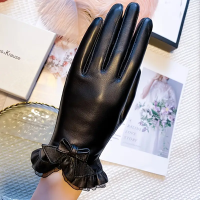 Goldie | Elegant Bow and Ruffled Cuff Gloves